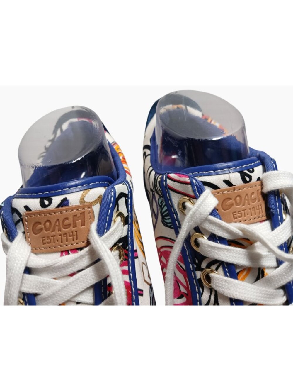 Coach Womens Poppy Graffiti Canvas Sneakers Size 8 Floral Casual Shoes Retro - Picture 12 of 15